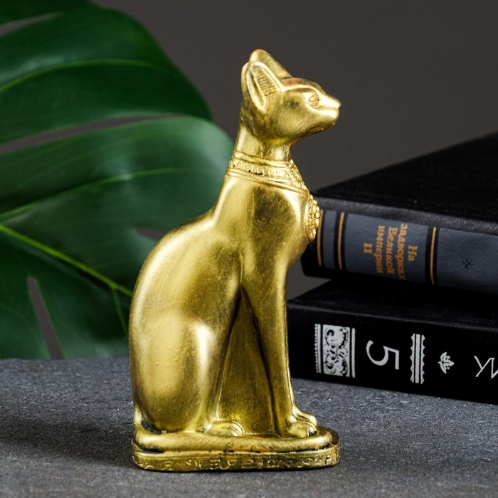 Фигура Фигура "Богиня Бастет" состаренное золото, 13х4х8см