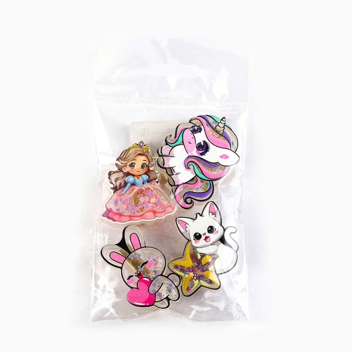 Заколка для волос, шейкер, 4 штуки МИКС Заколка для волос, шейкер, 4 штуки МИКС