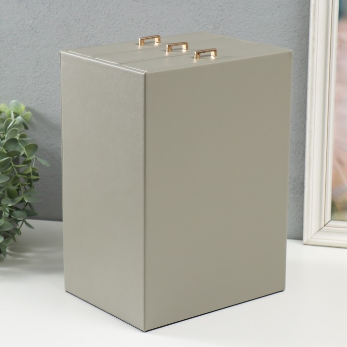 Шкатулка кожзам для украшений  Шкатулка кожзам для украшений "Архивариус с двумя ящичками" серая 20х15,5х28 см