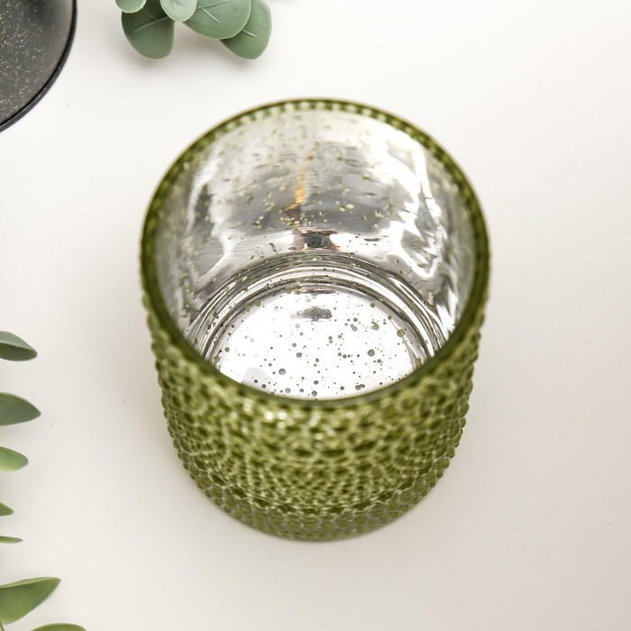 Подсвечник стекло на 1 свечу Подсвечник стекло на 1 свечу "Зеркальные пузырьки" фисташка 12,5х10х10 см