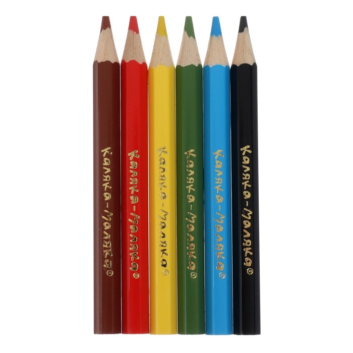 Карандаши Mini, 6 цветов, Карандаши Mini, 6 цветов, "Каляка-Маляка", шестигранные короткие