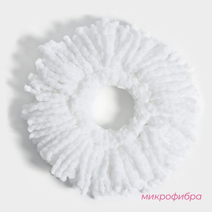 Насадка для швабры с отжимом - центрифугой Доляна, длина нитей 10 см, цвет белый Насадка для швабры с отжимом - центрифугой Доляна, длина нитей 10 см, цвет белый