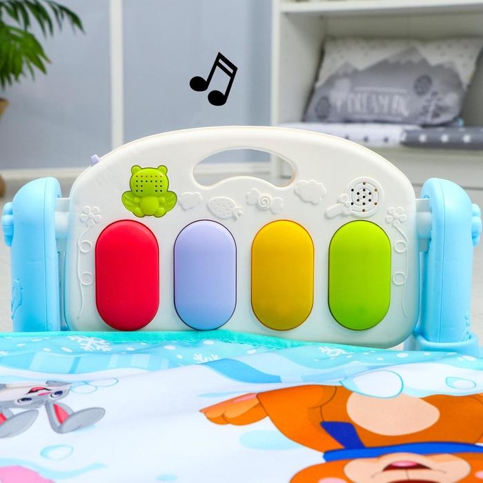 Развивающий коврик «Зимние игры», с пианино, круглый, голубой Развивающий коврик «Зимние игры», с пианино, круглый, голубой