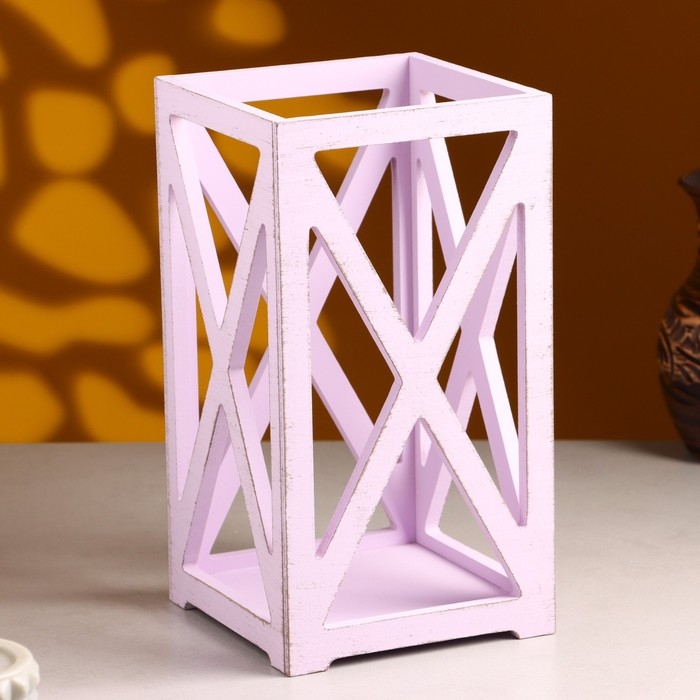 Кашпо деревянное 14×14×26 см  Кашпо деревянное 14×14×26 см "Фонарь Хай-тек Прованс", Сиреневый