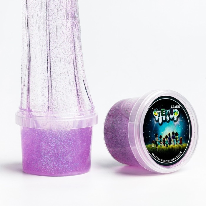 Слайм «Стекло»с фиолетовыми блёстками, 100 г в банке Слайм «Стекло»с фиолетовыми блёстками, 100 г в банке