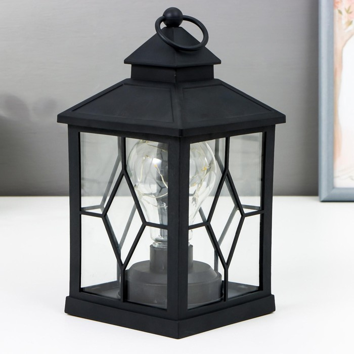 Ночник Ночник "Фонарь 1" LED от батареек 3хААА черный 10,5х10,5х20 см RISALUX