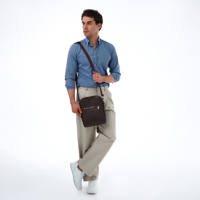 Сумка мужская через плечо TEXTURA, искусственная кожа, цвет коричневый Сумка мужская через плечо TEXTURA, искусственная кожа, цвет коричневый