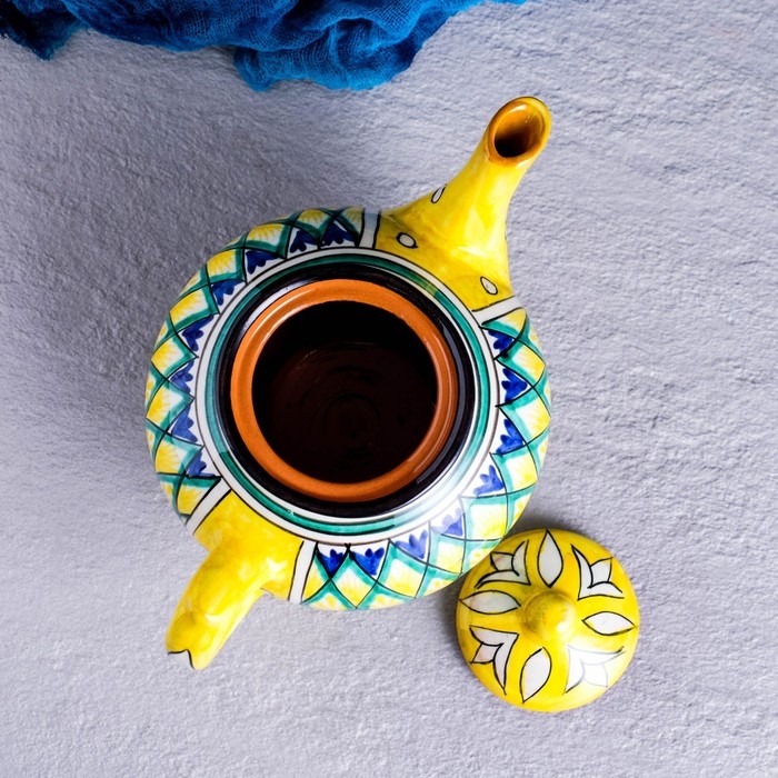 Чайник Риштанская Керамика Чайник Риштанская Керамика "Узоры", 1000 мл, желтый