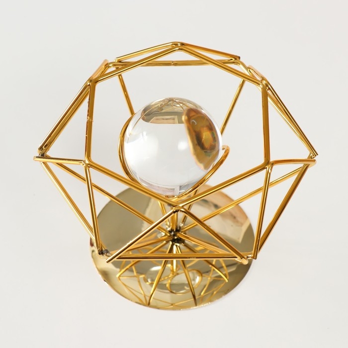 Сувенир интерьерный металл, стекло  Сувенир интерьерный металл, стекло "Бриллиант" золото 14х12х11 см