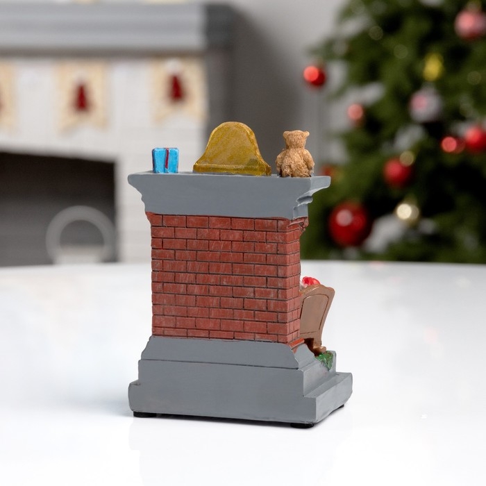 Светодиодная фигура «Камин» 13 × 9 × 6 см, полистоун, батарейки АААх2 (не в комплекте), свечение тёплое белое