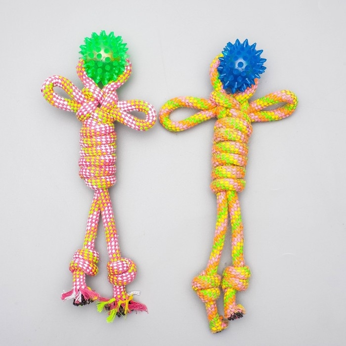 Игрушка канатная "Человечек" с мячиком, 75 г, до 24 см, микс цветов
