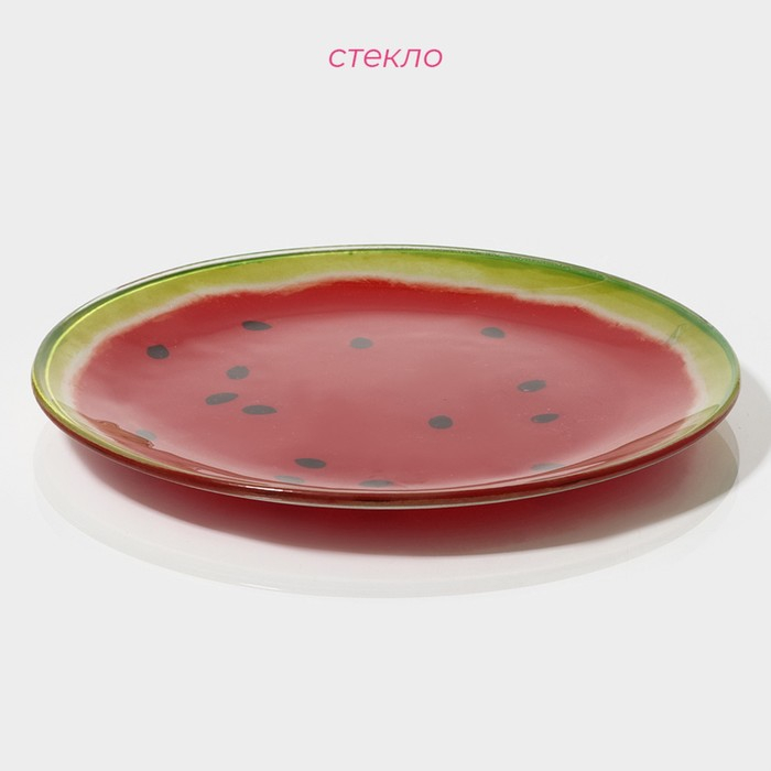 Набор тарелок стеклянных Доляна «Сладкий арбуз», 19 предметов: 6 десертных тарелок, 6 обеденных тарелок, 6 мисок, салатник Набор тарелок стеклянных Доляна «Сладкий арбуз», 19 предметов: 6 десертных тарелок, 6 обеденных тарелок, 6 мисок, салатник