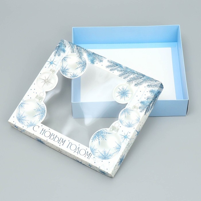 Коробка подарочная новогодняя складная «С новым годом» , шары, 23.5 х 20.5 х 5.5 см, Новый год