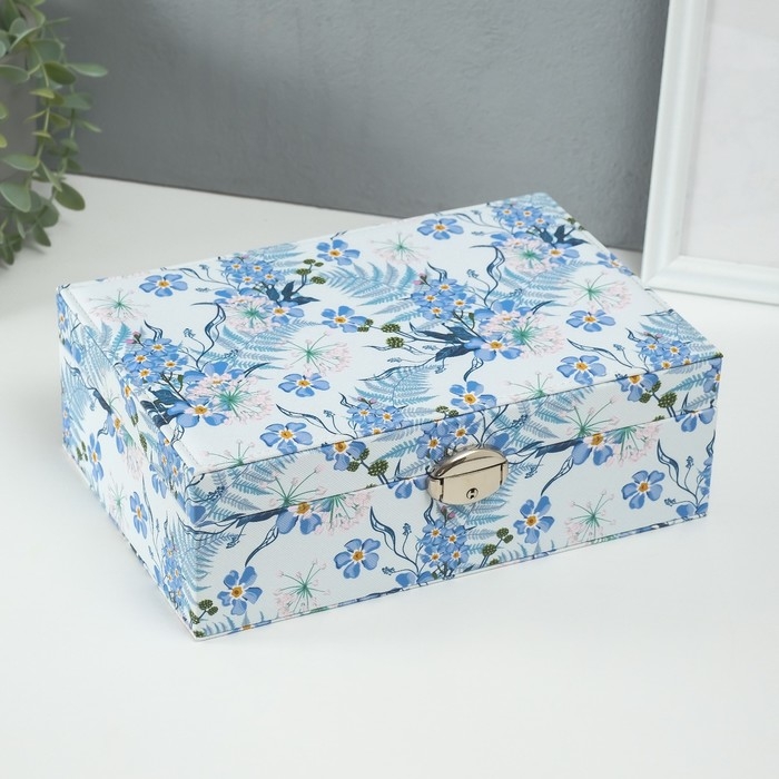 Шкатулка кожзам для украшений "Сиреневые цветы" 18х27х9 см