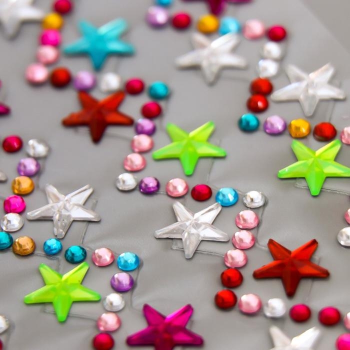 Наклейка стразы "Зигзаг и звёзды" МИКС 31,5х11 см