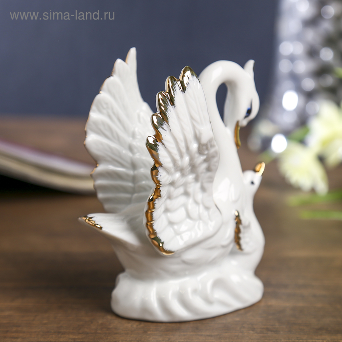 Сувенир керамика  Сувенир керамика "Белая лебедь с малышом" 10,5х9х4,5 см