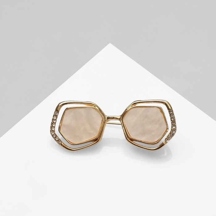 Брошь «Очки» гламур, цвет белый в золоте Брошь «Очки» гламур, цвет белый в золоте