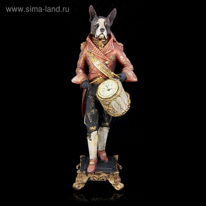 Сувенир полистоун Сувенир полистоун "Английский шарж-Бульдог барабанщик с часами" 39х12х14,5 см