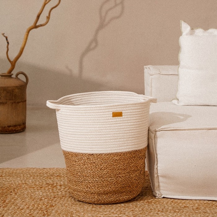 Корзина для белья плетеная круглая SL Home Orden, хлопок, гиацинт, 35×40 см Корзина для белья плетеная круглая SL Home Orden, хлопок, гиацинт, 35×40 см