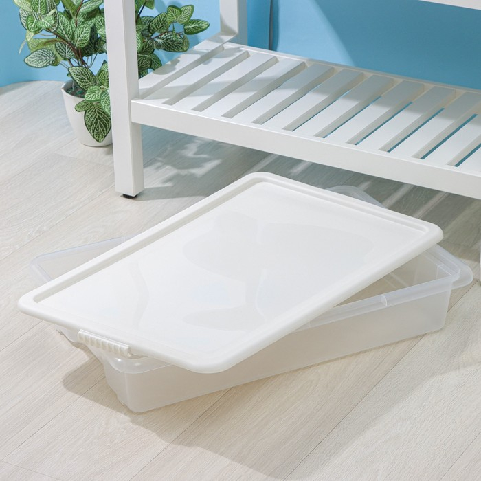 Контейнер для хранения с крышкой Porter, 18 л, 66×42×12 см, цвет слоновая кость Контейнер для хранения с крышкой Porter, 18 л, 66×42×12 см, цвет слоновая кость