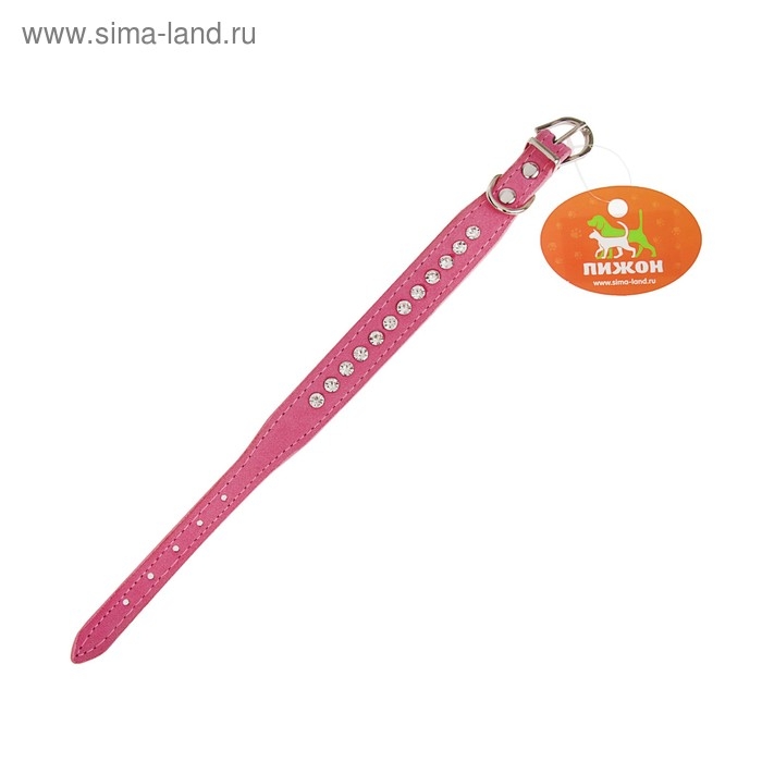 Ошейник Ошейник "Бархат и стразы", 31 х 1,3/2 см, ОШ 22-28 см, розовый