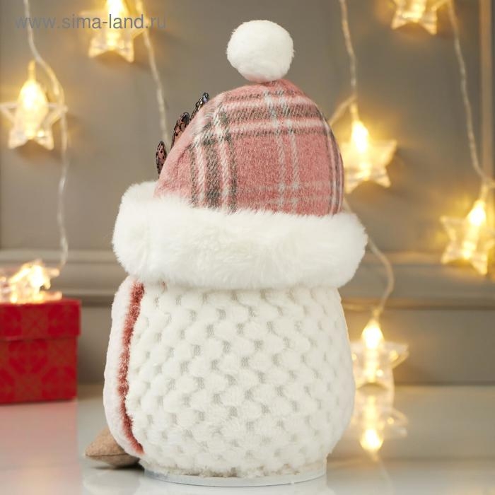 Кукла интерьерная свет Кукла интерьерная свет "Совушка в розовой шапке с оленьими рожками" 25х15х15 см