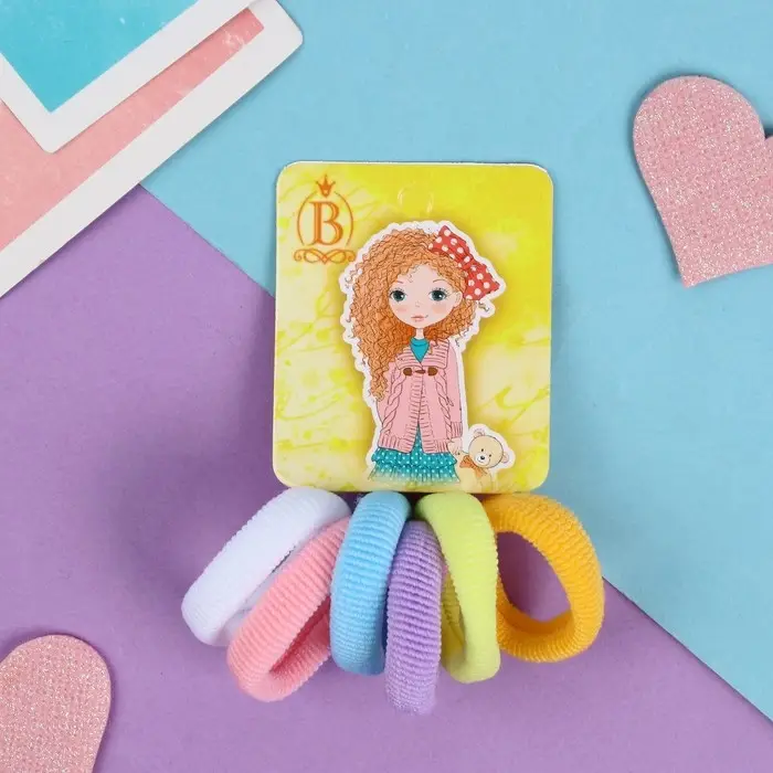 Резинки для волос «Куколка», набор 6 шт., милая, 4 см Резинки для волос «Куколка», набор 6 шт., милая, 4 см