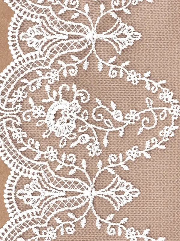 Кружево на сетке, 145 мм, 11&plusmn;1 м, айвори