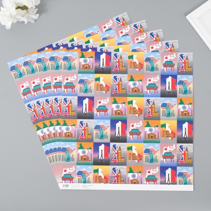 Бумага для скрапбукинга Бумага для скрапбукинга "Путешествия" плотность 180 гр набор 5 шт 30,5х32 см