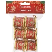 Ёлочные игрушки 6 шт. &laquo;Барабан&raquo; звезда, 3.5&times;3.5 см, красный