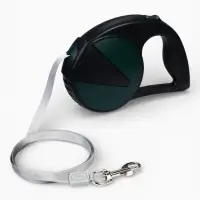 Рулетка - поводок для собак, лента 6 м, чёрная.зелёная