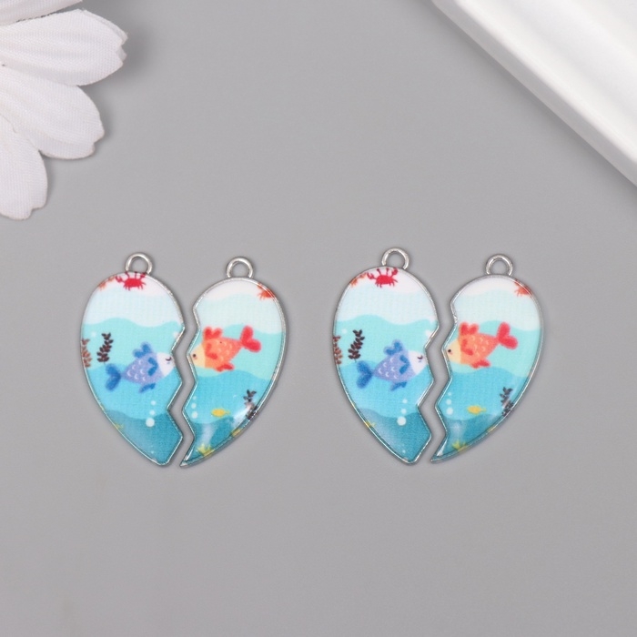 Декор для творчества металл, эмаль Декор для творчества металл, эмаль "Влюблённые рыбки" набор 2 шт 3х2,8 см