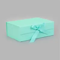 Коробка подарочная на магните с бантом, 29&times;22&times;10.5 см, самосборная, бирюзовая