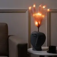 Ветка светодиодная пыльная роза, 56 см, 15 LED, от батареек AAх2, свечение тёплое белое