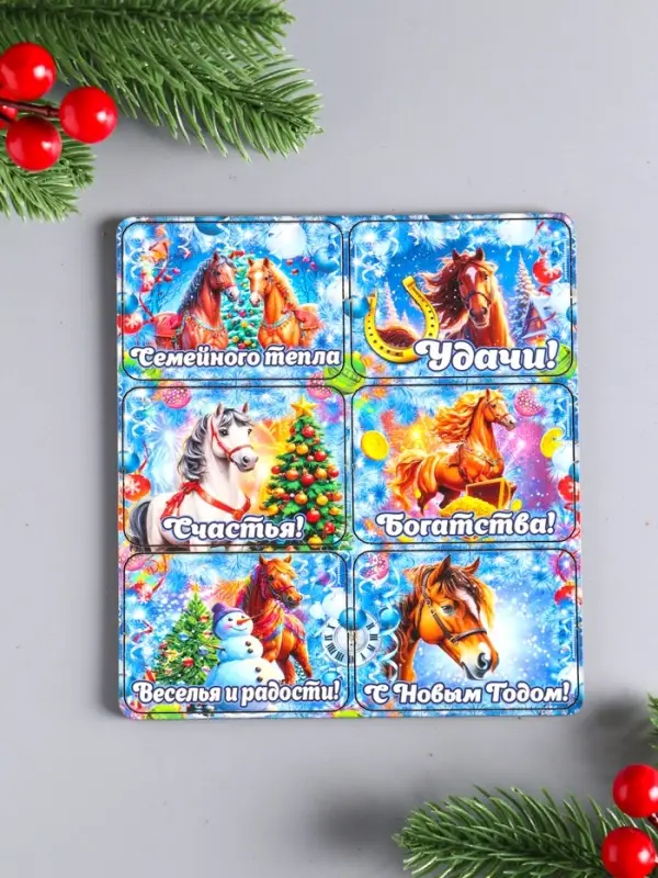Набор новогодних магнитов 6 шт "Семейного тепла" 6х4,5 см