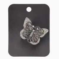 Кольцо для платка "Бабочка", цвет белый в чернёном серебре Кольцо для платка "Бабочка", цвет белый в чернёном серебре