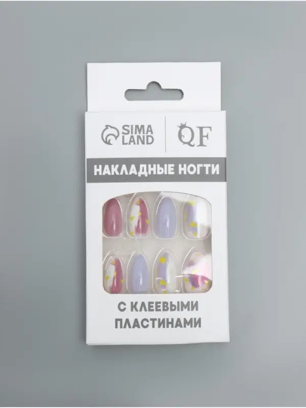 Накладные ногти &laquo;Пятнышки&raquo;, 12 шт., с клеевыми пластинами, форма миндаль, разноцветные