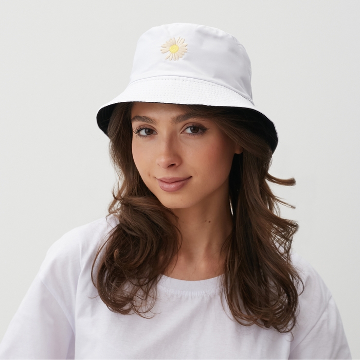 Панама двусторонняя MINAKU «Ромашка» цвет белый, размер 56-58