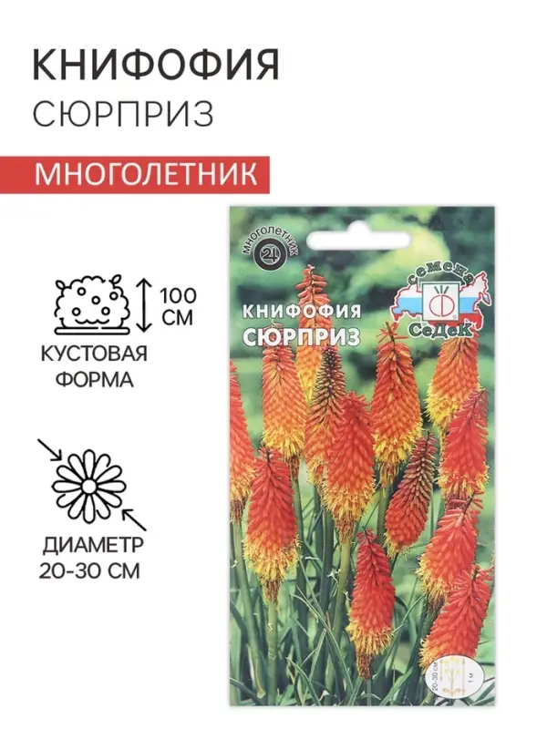 Семена цветов Книфофия  Семена цветов Книфофия "Сюрприз", Евро, 0,2 г