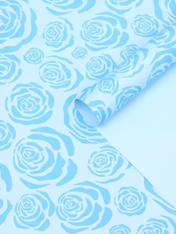 Пленка флористическая для цветов, &laquo;Цветы&raquo;, голубая, 57&times;57 см