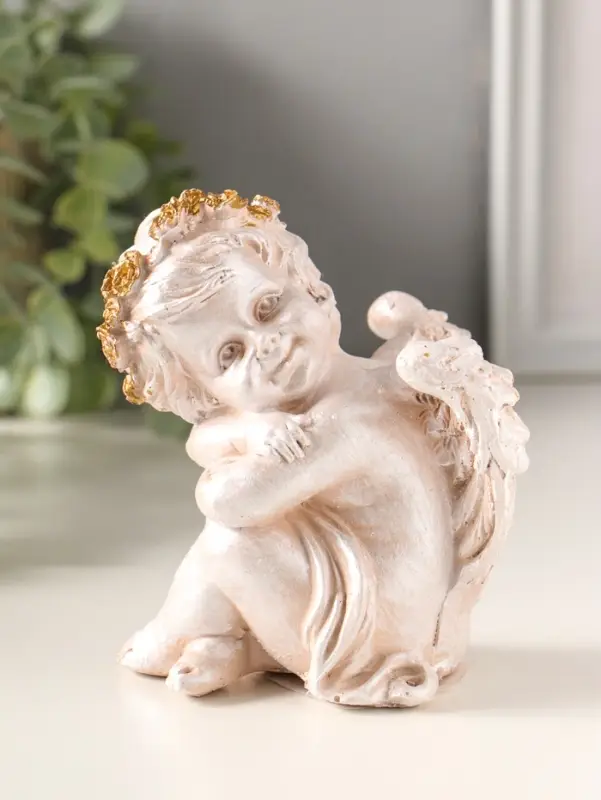 Фигура полистоун "Ангелочек сидит" 13х10х8 см