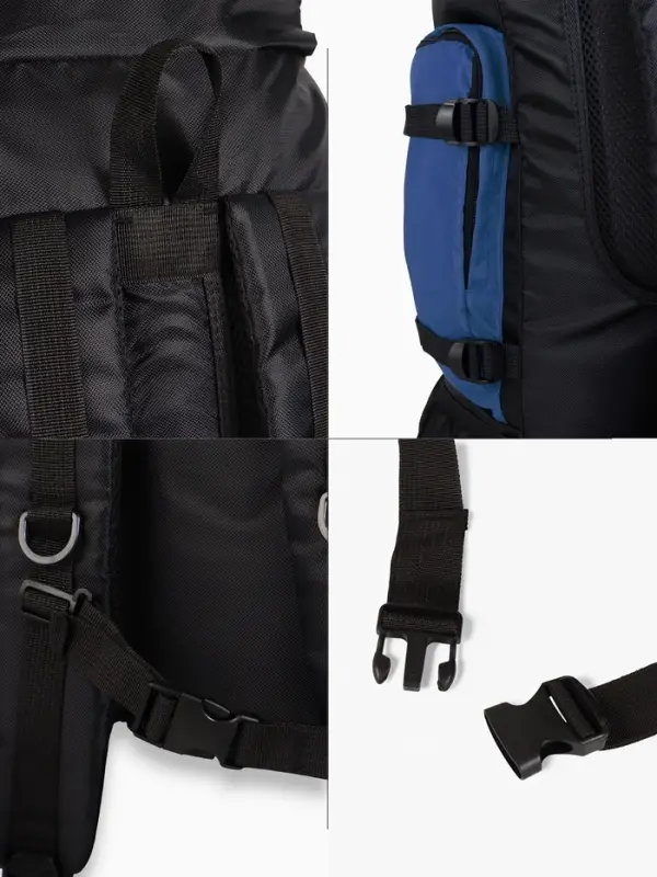 Рюкзак туристический, 90 литров, 6 наружных карманов, шнуровка, синий