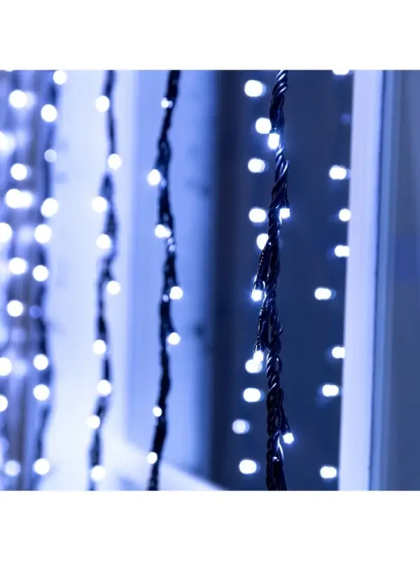 Гирлянда &laquo;Водопад&raquo; 2&times;1.5 м, IP44, УМС, прозрачная нить, 400 LED, свечение белое, 8 режимов, 220 В