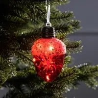 Ёлочный шар &laquo;Жёлудь красный&raquo;, 12&times;7 см, 4 LED, от батареек, свечение тёплое белое