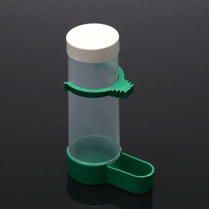 Поилка-кормушка для птиц с крышкой, 150 мл, 4&times;13 см, зелёная