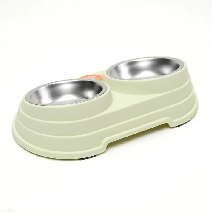 Миска металлическая двойная наклонная на пластиковом основании, 28,5 х 15 х 7 см, зелёная Миска металлическая двойная наклонная на пластиковом основании, 28,5 х 15 х 7 см, зелёная