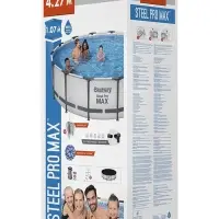 Бассейн каркасный Steel Pro MAX, 427&times;107 см, фильтр-насос, лестница, тент, круглый, 56950 Bestway