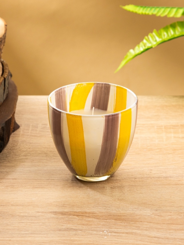 Свеча ароматическая в стеклянном подсвечнике 85 гр, капучино+ваниль Свеча ароматическая в стеклянном подсвечнике 85 гр, капучино+ваниль