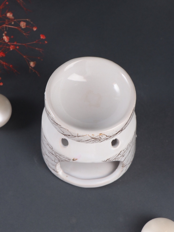 Аромалампа керамика Аромалампа керамика "Белый мрамор с золотыми трещинками" 9,8х9,8х11 см