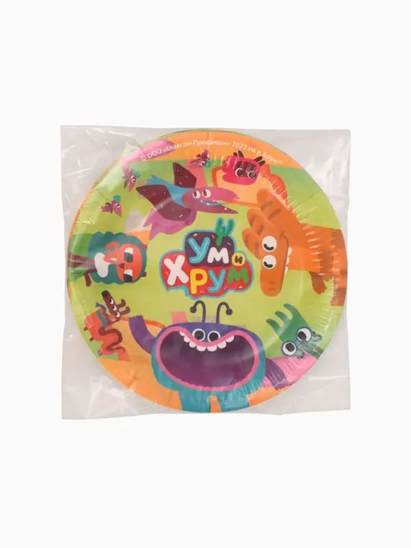 Тарелка одноразовая бумажная, 18 см, Ум и Хрум